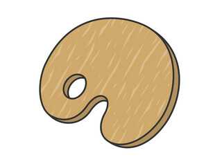 木製の絵の具パレットのイラスト