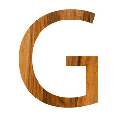 Uppercase letter G - wood texture - white background