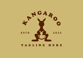 Kangaroo logo, suitable for coffee labs, cafes, and others.