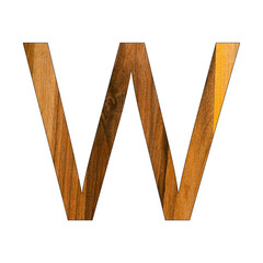 Letter W in wood texture - White background