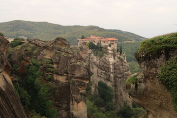 Fototapeta premium View from the Holy Monastery of Great Meteoron onto the Monastery of Varlaam
