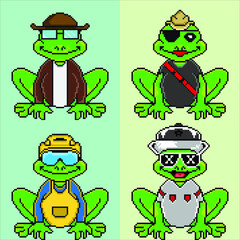 pixel art frog with different traits