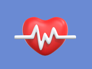 3D Rendering Medical Icon - heart beat pulse