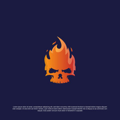 Modern skull with flame logo design
