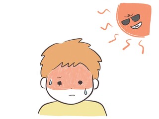暑さでのぼせる子供