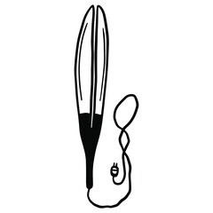 Black doodle of a curling iron. Hand-drawn bathroom accessories illustration.
curling iron line art Illustration