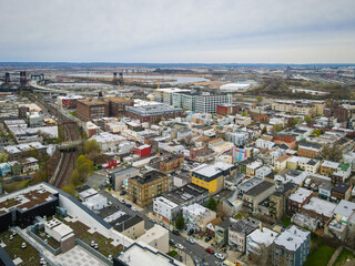 Aerial Drone of Urban Jersey City Industrial