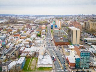 Aerial Drone of Urban Jersey City Industrial