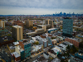 Fototapeta na wymiar Aerial Drone of Urban Jersey City Industrial