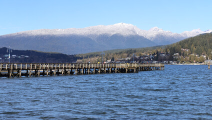 Wooden pier in the peaceful ocean bay
