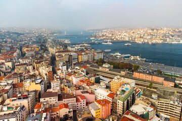 Awesome aerial view of the Golden Horn in Istanbul, Turkey