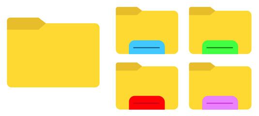 File folder pc vector icon set. Files folder with labels. office document organization symbol.