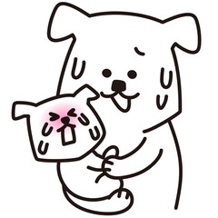 色加工ok いぬ素材No.118 親子 ギャン泣き