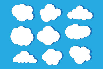 Cartoon clouds. Blue background. Vector illustration. stock image.
