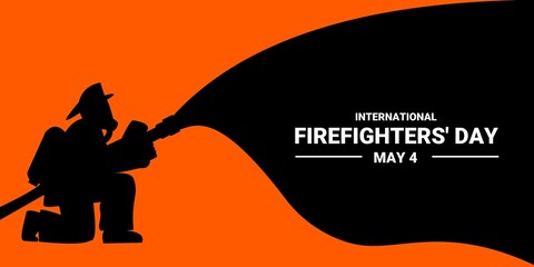 firefighter silhouette vector illustration, as a banner, poster or template for international firefighters day.