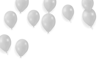 realistic isolated white balloons for celebration and decoration on the transparent background.