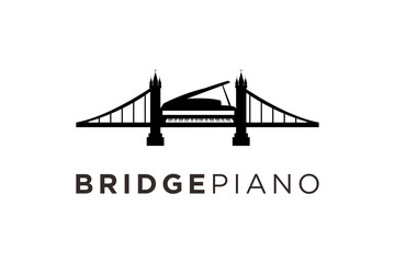 London Bridge Piano Music Instrument Logo design inspiration