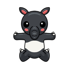 Cute little tapir cartoon posing
