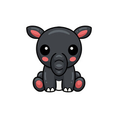 Cute little tapir cartoon sitting