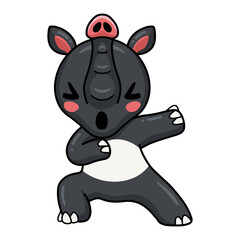 Cute little tapir cartoon dancing