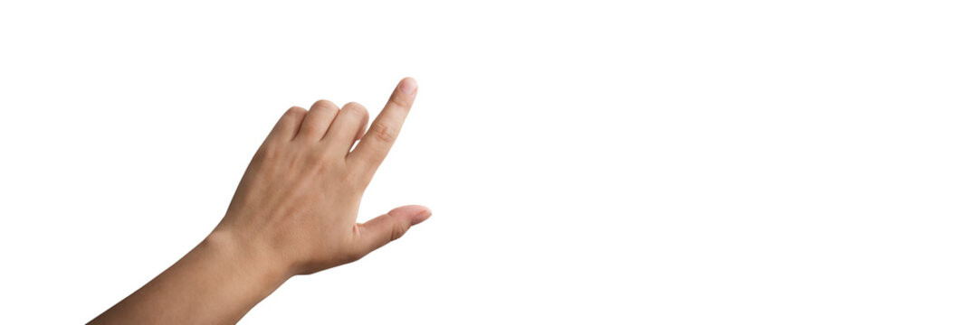 hand pointing finger on a white background