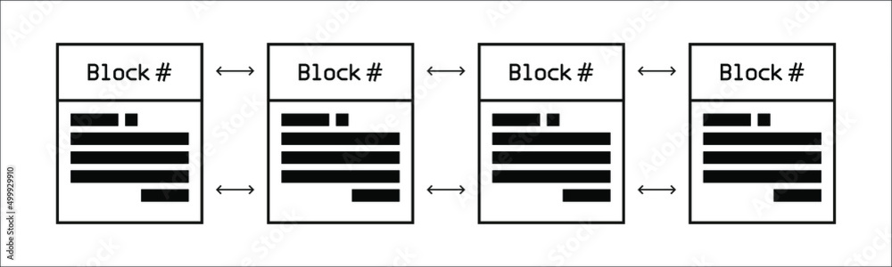 Leinwandbilder Blockchain digital document system decentralized template design vector. Crypto currency digital smart contract protocol contain cryptography hash, transaction data, global linked network. 