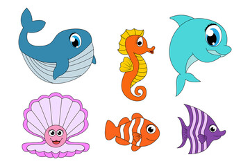 cute sea animal cartoon graphic