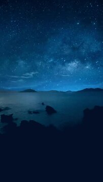 Timelapse of stars over the ocean