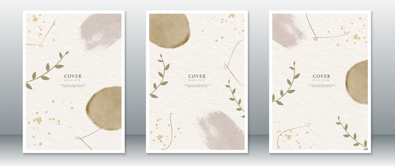 Set of cover page design watercolor modern background for invitation, book, poster