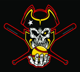 american patriot skull mascot holding softball for school, college or league	