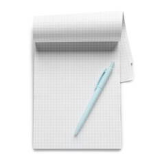 Notebook and pen isolated on white