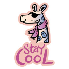 Cute Cartoon Giraffe in Glasses with text Stay Cool. 