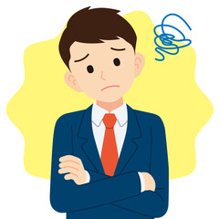 若い男性ビジネスマン　線なし　困る