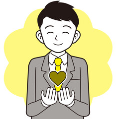 若い男性ビジネスマン　ハート