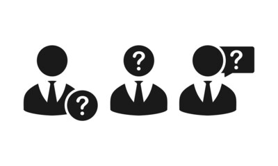 Businessman icon with question mark. Vector llustration