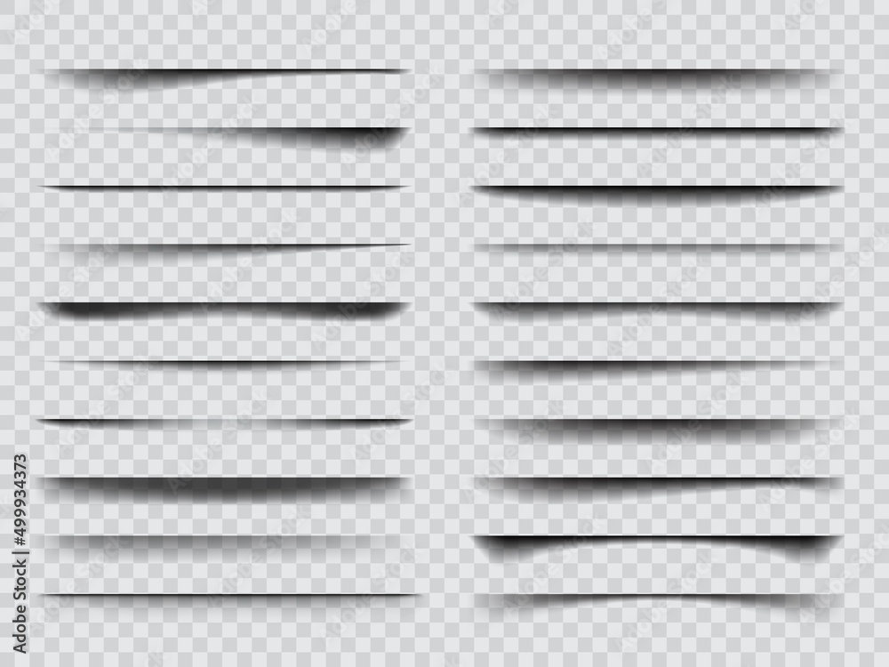 Wall mural realistic overlay transparent shadow effects. isolated vector black or grey shade stripes with soft 