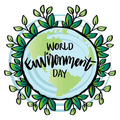 World environment day. Hand lettering. Poster concept.