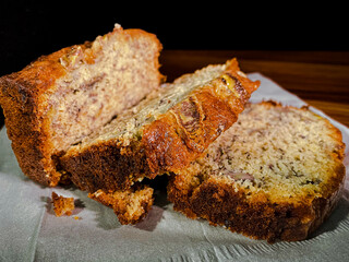 Close-up view of sliced homemade a traditional food Chocolate Banana Bread