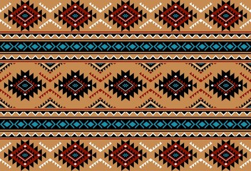 Geometric ethnic oriental seamless pattern traditional Design for background,carpet,wallpaper.clothing,wrapping,Batik fabric,Vector illustration.embroidery style - Sadu, sadou, sadow or sado
