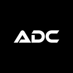 ADC letter logo design with black background in illustrator, vector logo modern alphabet font overlap style. calligraphy designs for logo, Poster, Invitation, etc.
