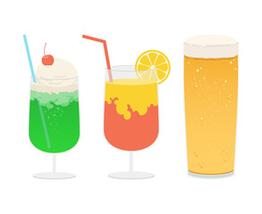 Vector illustration of cold drinks isolated on background.