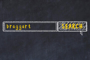 Search engine concept. Looking for braggart. Simple chalk sketch and inscription