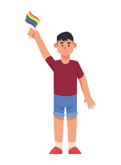 gay with lgtbiq flag waving