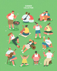 Summer sets collection. Vector illustration of summer symbols
