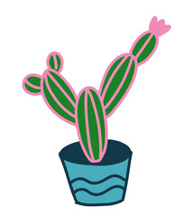 Succulent in ceramic flower pot. Floral illustration