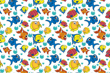 cute fish animal cartoon pattern