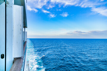 Look at the sea and sky on a cruise ship