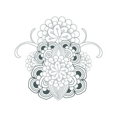 Colouring page of beautiful flowers for adults and kids in monochrome colour with white background