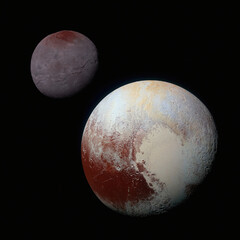 Planet Pluto and his moon Charon. Elements of this image were furnished by NASA.