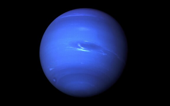 Planet Neptune with a big spot on his atmosphere. Elements of this image were furnished by NASA.
